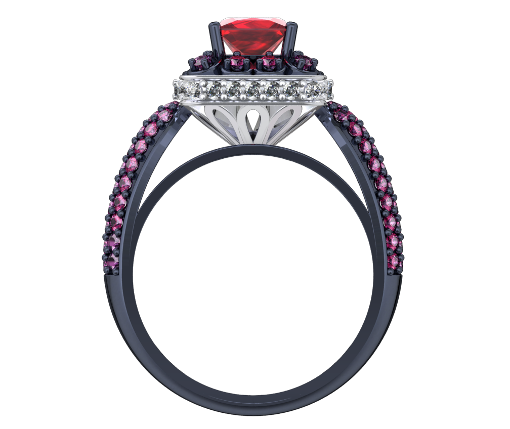 Princess Cut Diamond Halo Engagement Ring CAD-RPSV002 3D print model