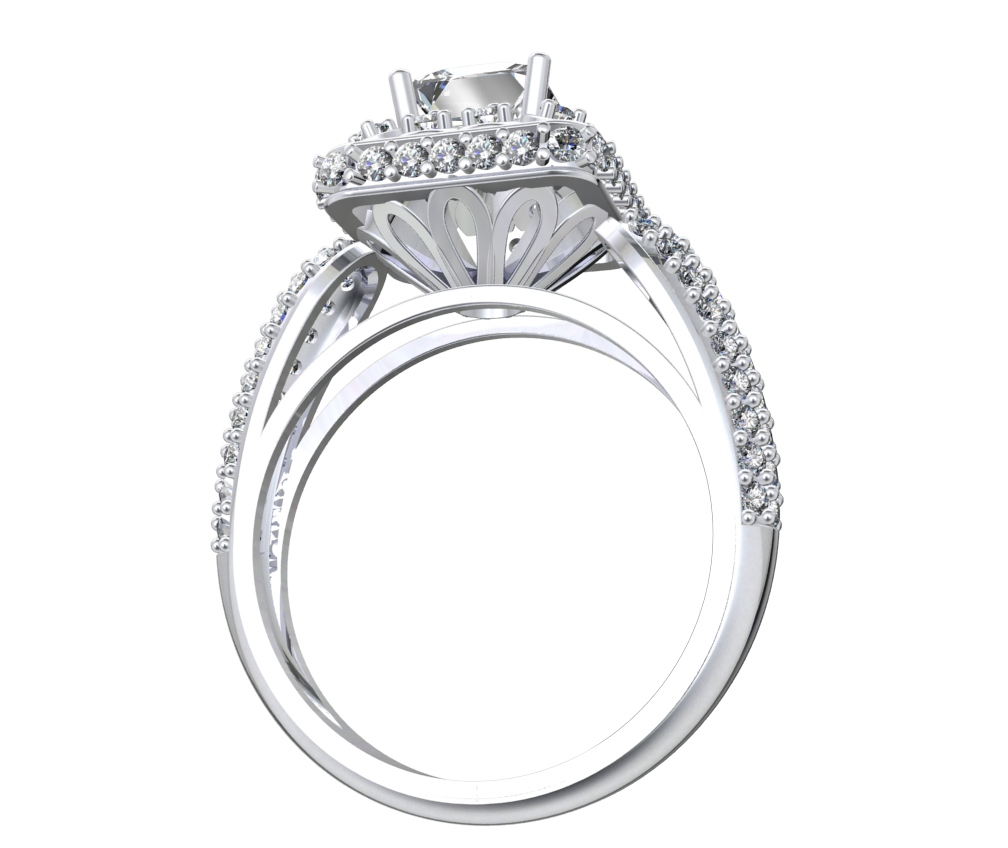 Princess Cut Diamond Halo Engagement Ring CAD-RPSV002 3D print model