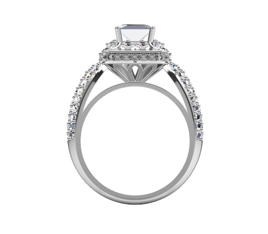 Princess Cut Diamond Halo Engagement Ring CAD-RPSV002 3D print model