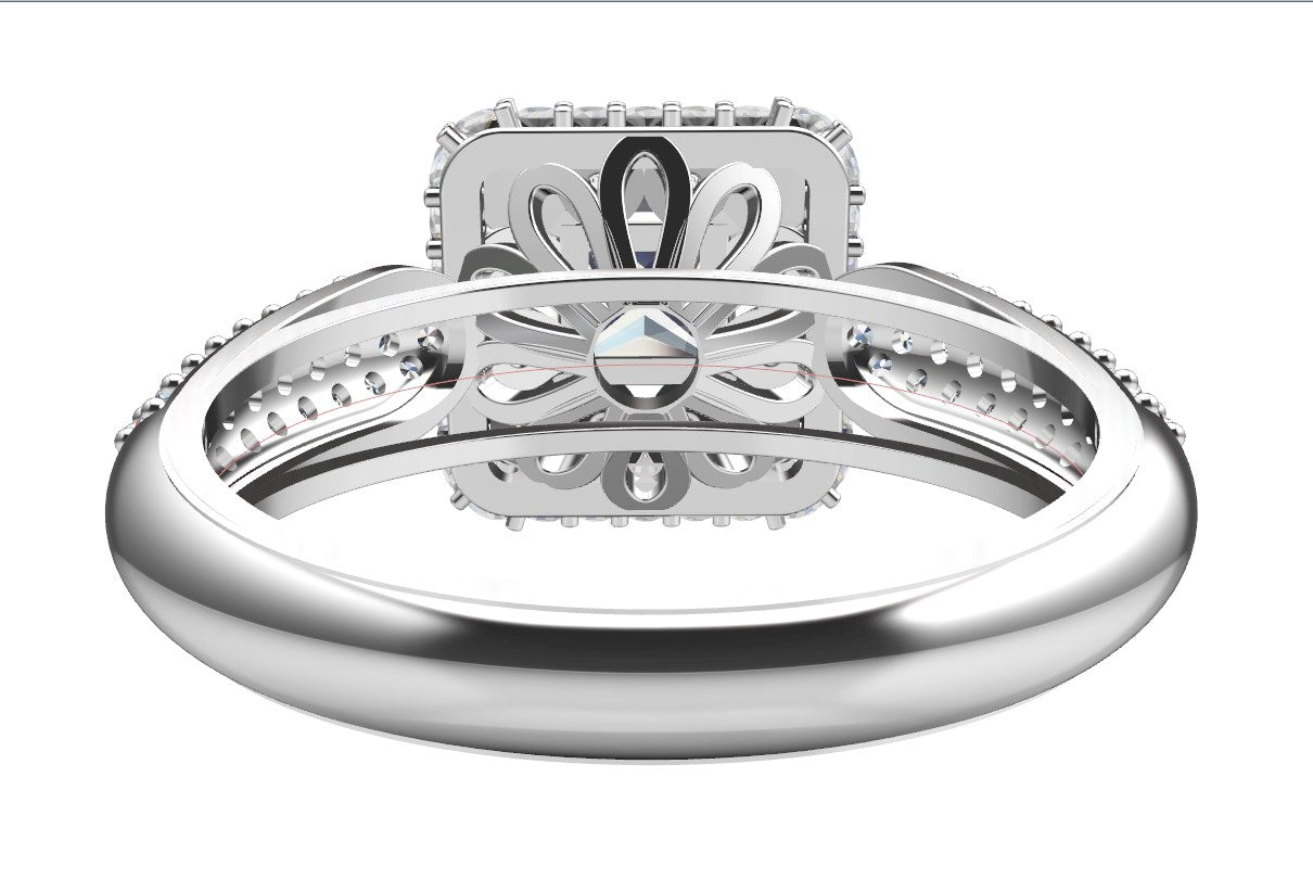 Princess Cut Diamond Halo Engagement Ring CAD-RPSV002 3D print model
