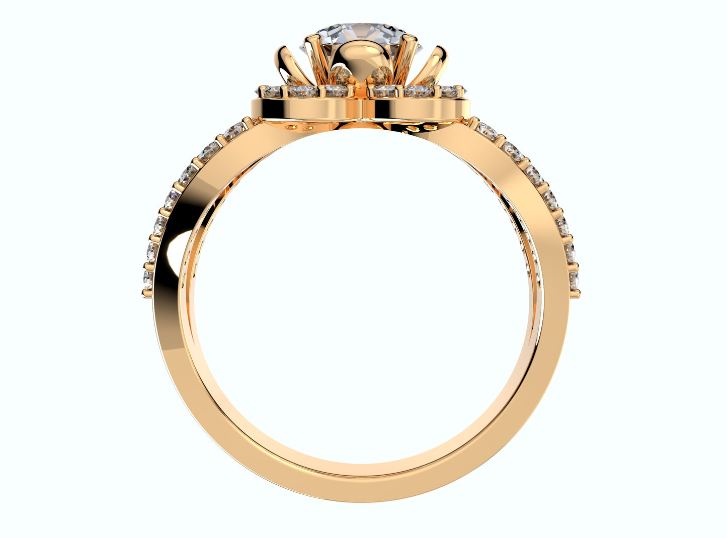 Engagement Ring Flower Gear Style Halo Diamonds -RPSV004