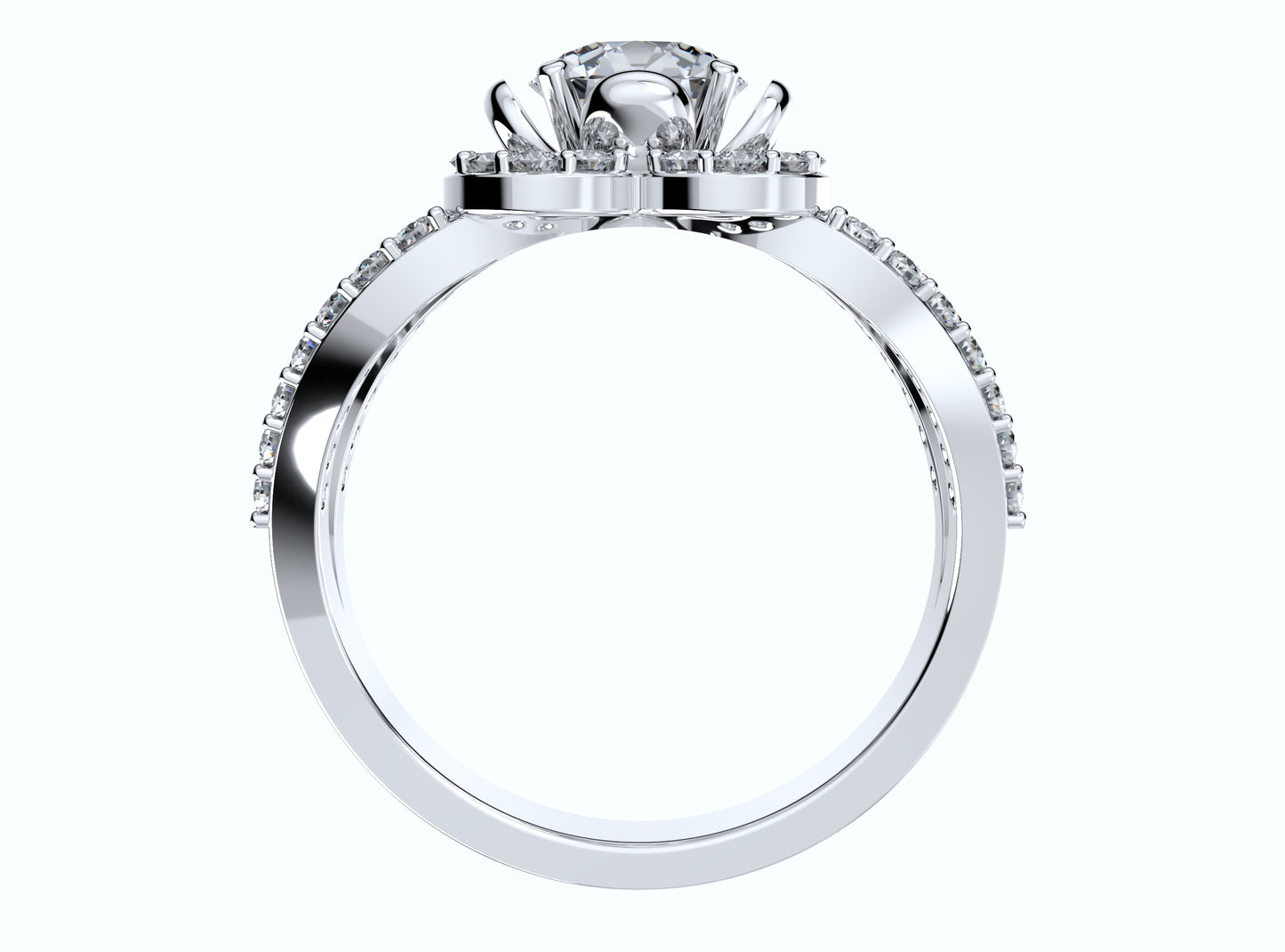 Engagement Ring Flower Gear Style Halo Diamonds -RPSV004