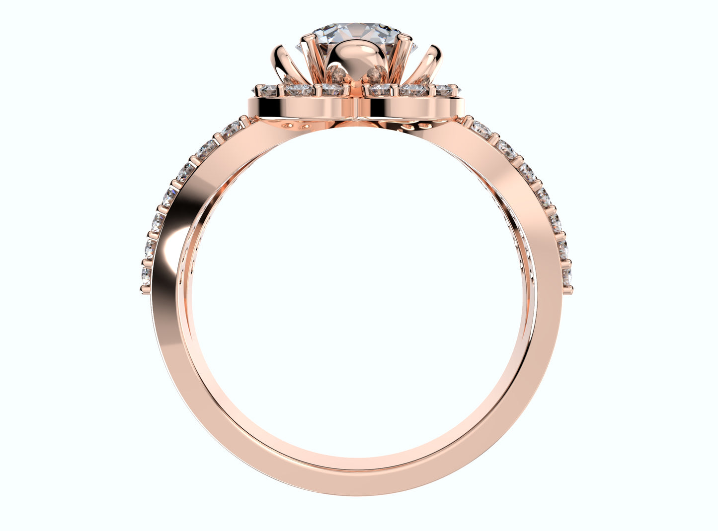 Engagement Ring Flower Gear Style Halo Diamonds -RPSV004