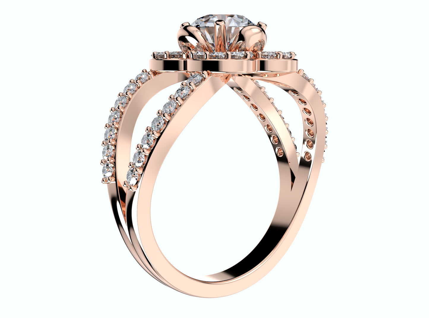 Engagement Ring Flower Gear Style Halo Diamonds -RPSV004