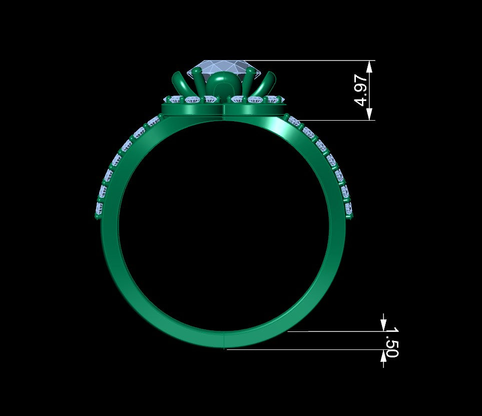 Engagement Ring Flower Gear Style Halo Diamonds -RPSV004