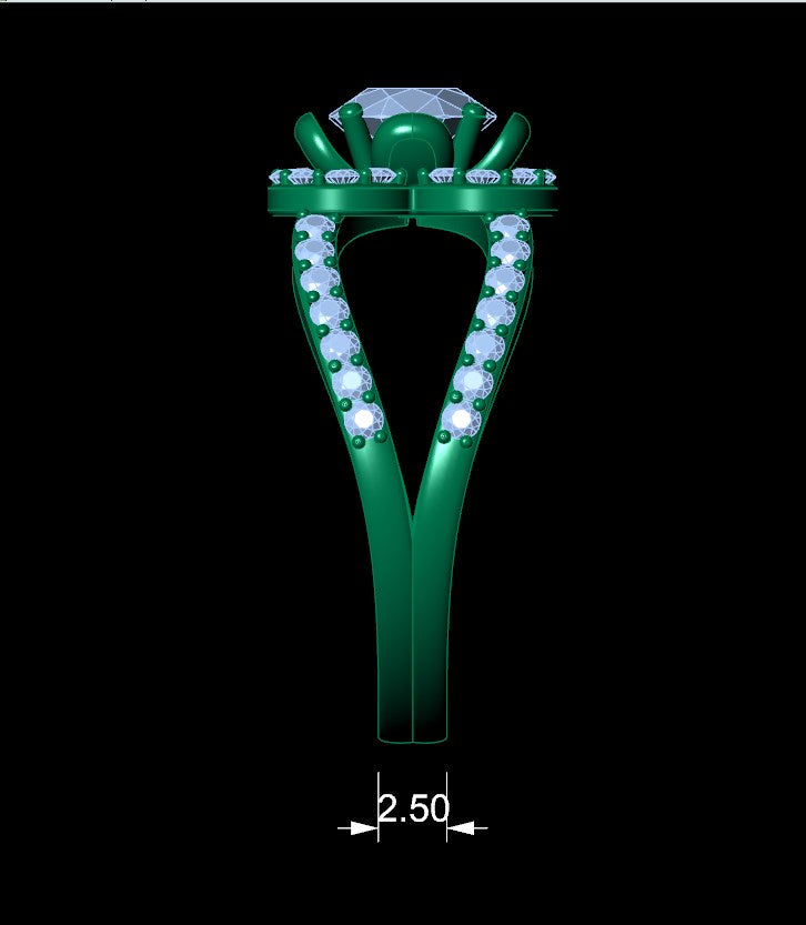 Engagement Ring Flower Gear Style Halo Diamonds -RPSV004