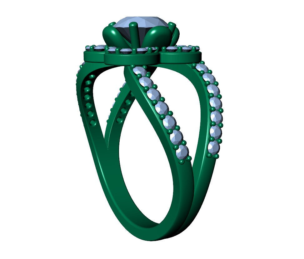 Engagement Ring Flower Gear Style Halo Diamonds -RPSV004