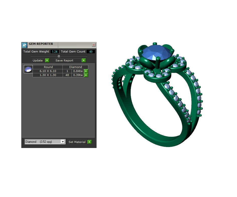 Engagement Ring Flower Gear Style Halo Diamonds -RPSV004