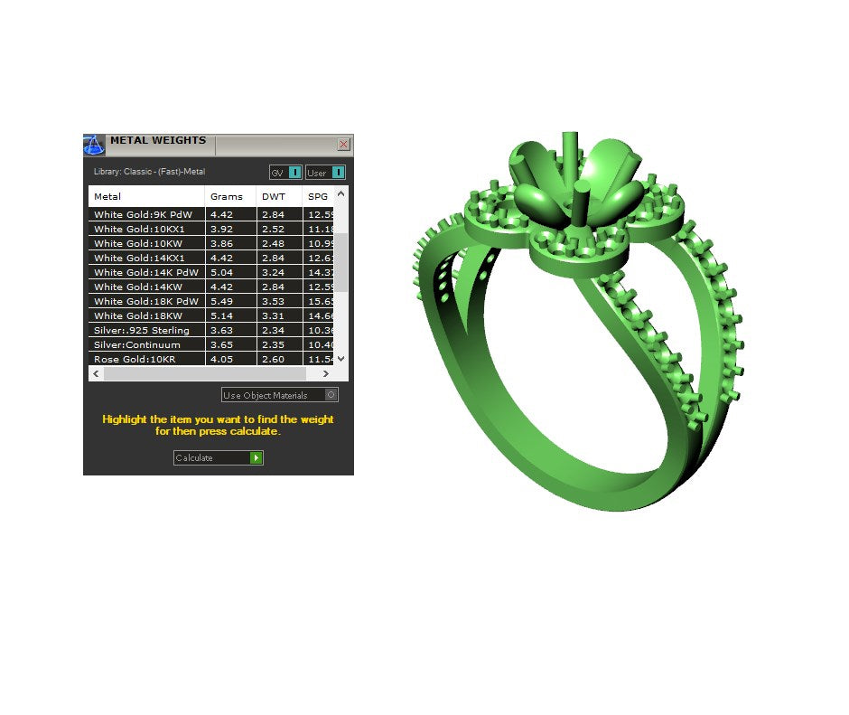 Engagement Ring Flower Gear Style Halo Diamonds -RPSV004