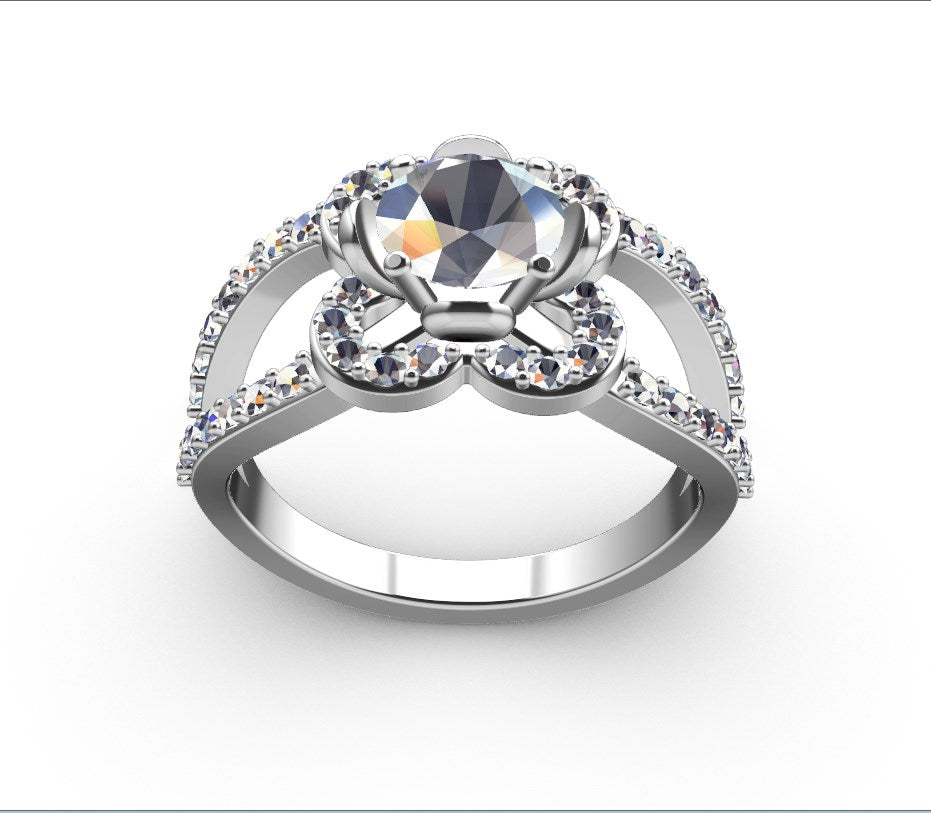 Engagement Ring Flower Gear Style Halo Diamonds -RPSV004