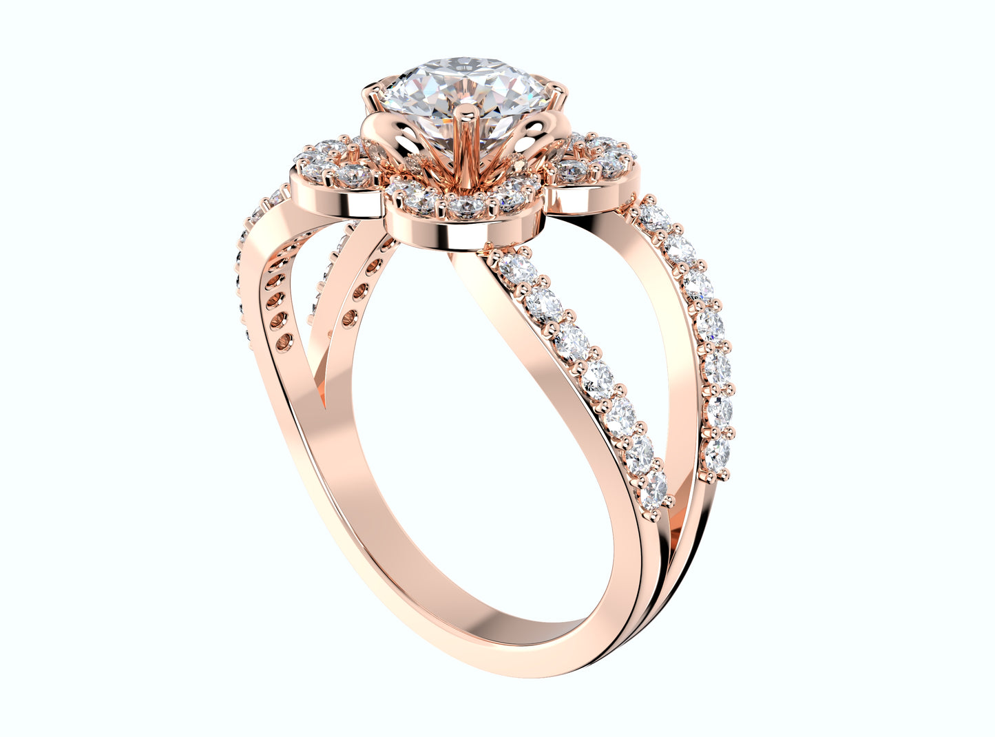 Engagement Ring Flower Gear Style Halo Diamonds -RPSV004