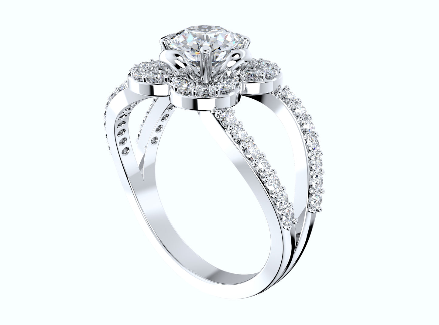 Engagement Ring Flower Gear Style Halo Diamonds -RPSV004