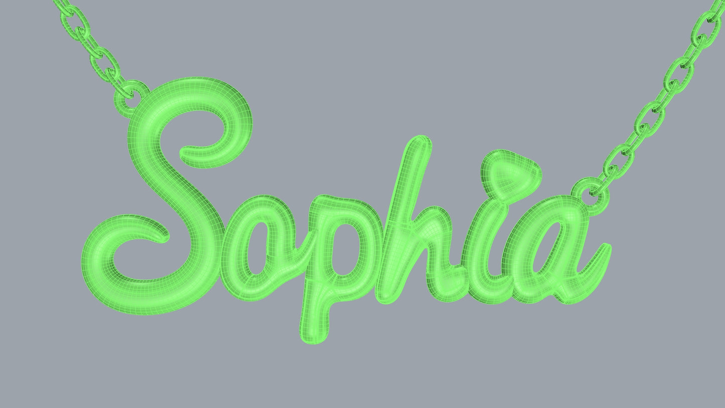 3D Necklace Pendant Sophia Font Shiny-NPFN0001