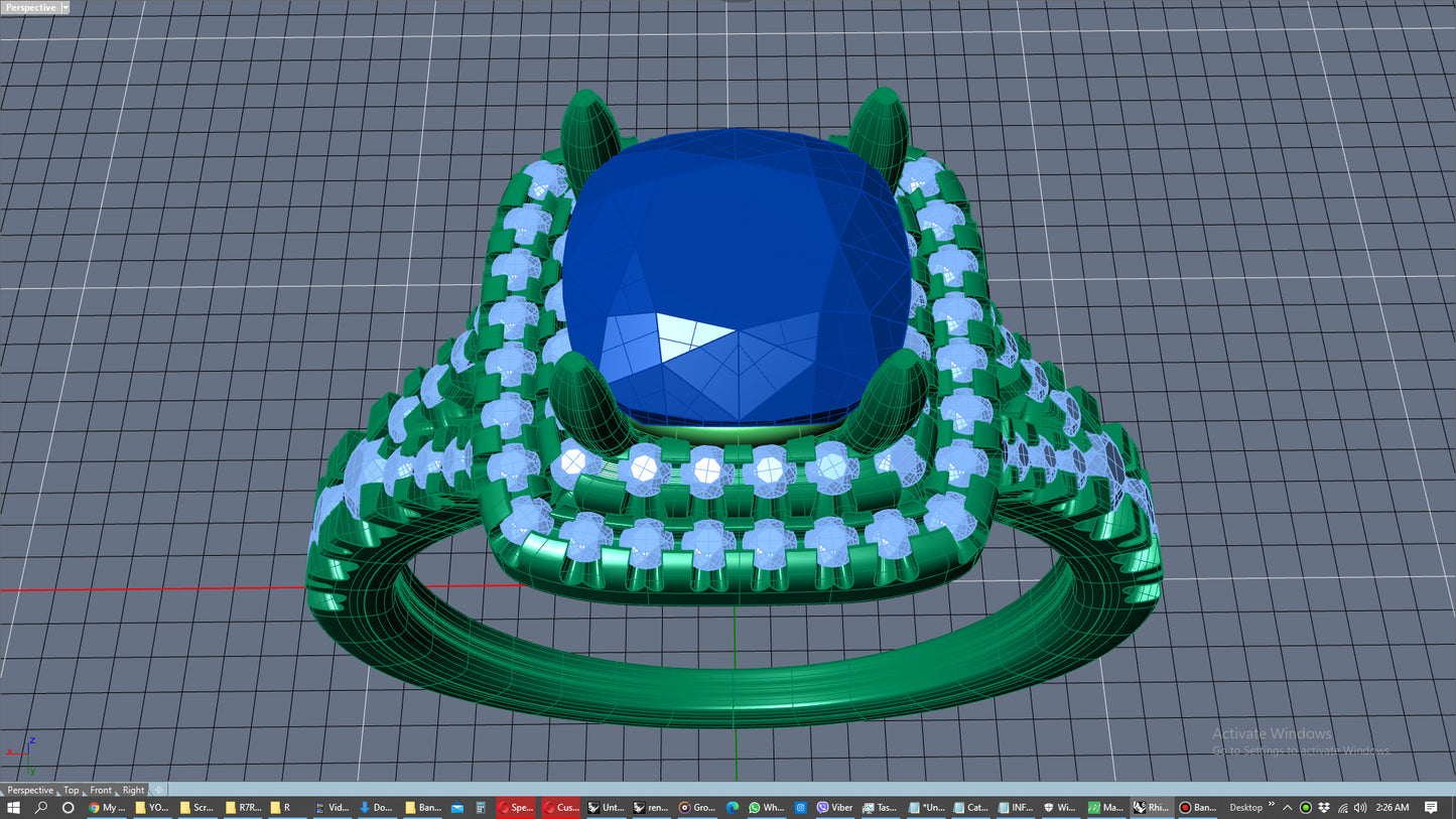 Cushion Cut Halo Engagement Ring CAD Design-0001prs