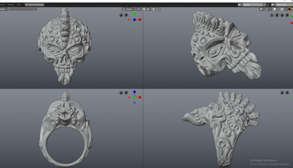 Badass Gothic Punk Skull Ring 3D CAD Design-GP34S 3D Print Model