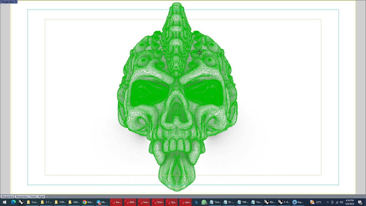 Badass Gothic Punk Skull Ring 3D CAD Design-GP34S 3D Print Model
