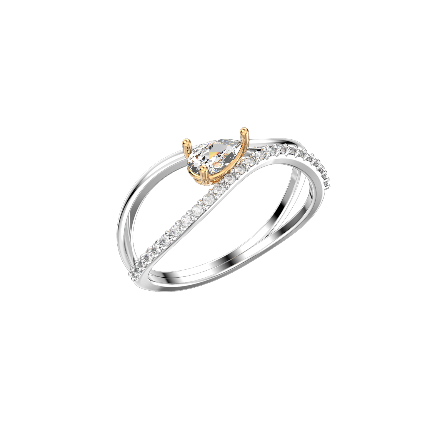 Light Weight Jewelry Diamond Pear Ring 3D Design-X004