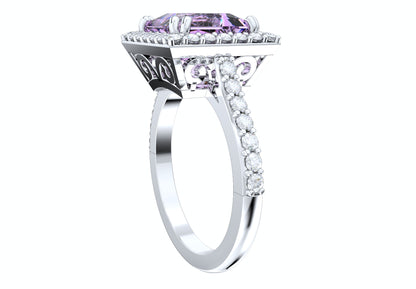 Engagement Ring Princess Cut Diamond Halo Pave CAD Design-JCNP-06 3D PRINT MODEL