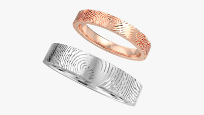 Wedding Set Rings Finger Print Styles CAD Design For Men And Women- CC125MW