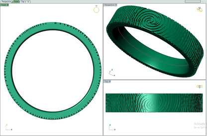 Wedding Set Rings Finger Print Styles CAD Design- CC125M 3D print model