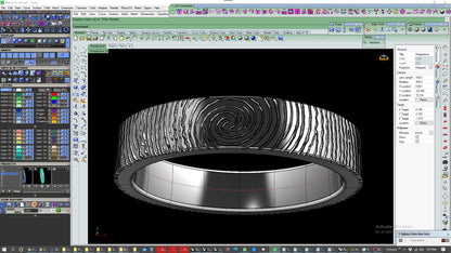 Wedding Set Rings Finger Print Styles CAD Design- CC125M 3D print model