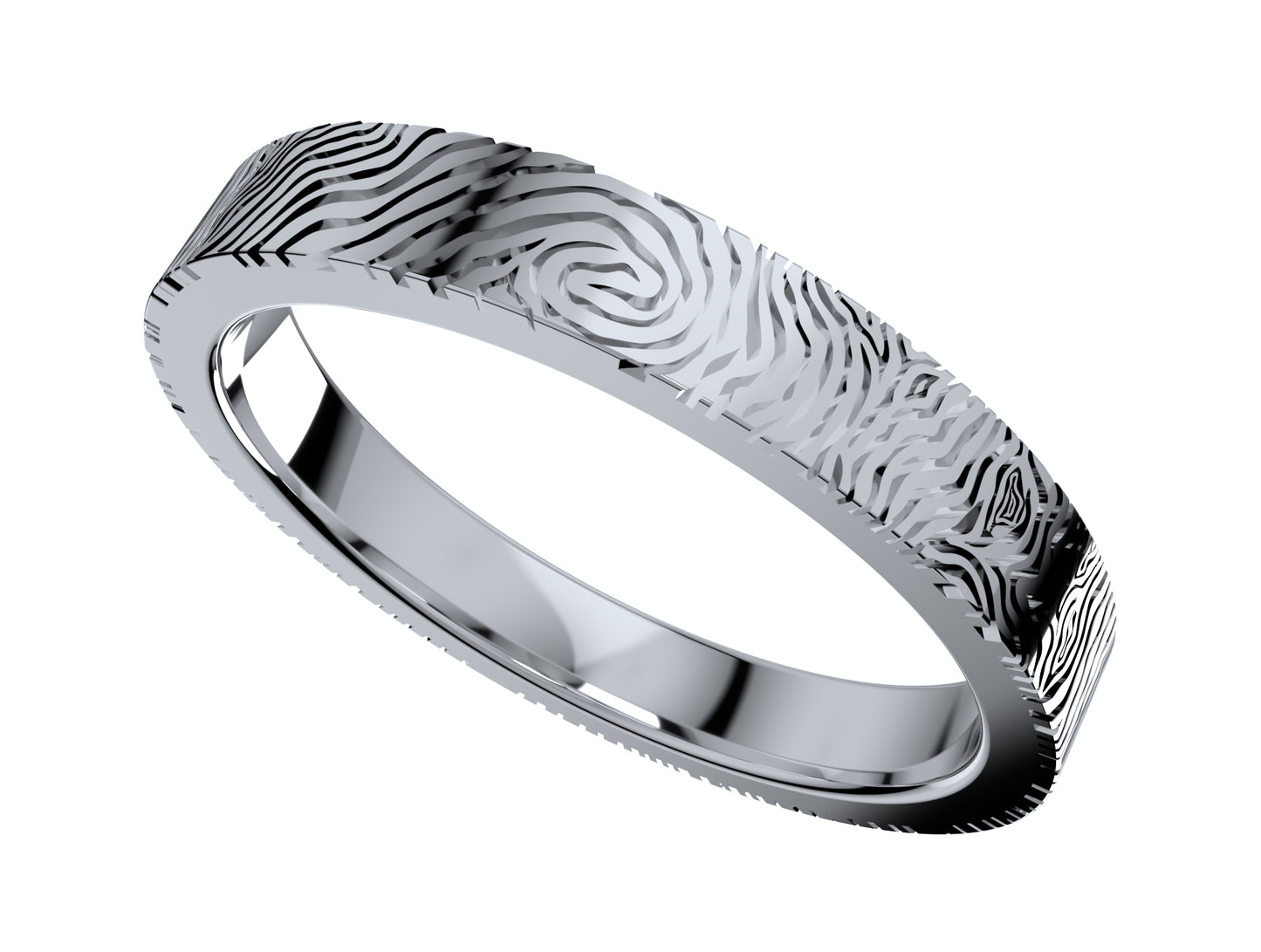 Wedding Set Rings Finger Print Styles CAD Design- CC125W 3D print model