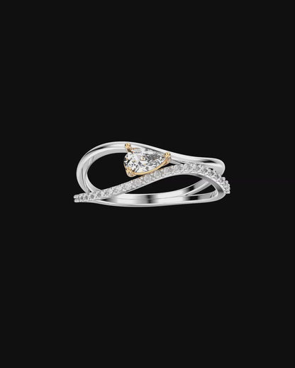 Light Weight Jewelry Diamond Pear Ring 3D Design-X004