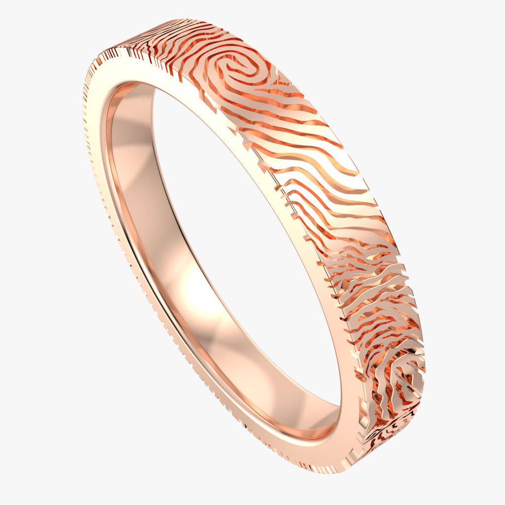 Wedding Set Rings Finger Print Styles CAD Design- CC125W 3D print model