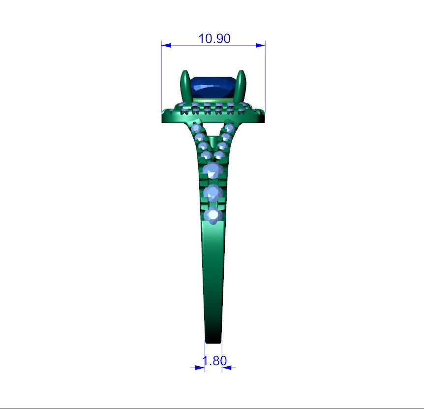 Cushion Cut Halo Engagement Ring CAD Design-0001prs