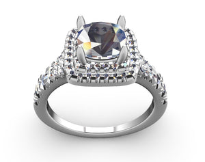 Cushion Cut Halo Engagement Ring CAD Design-0001prs