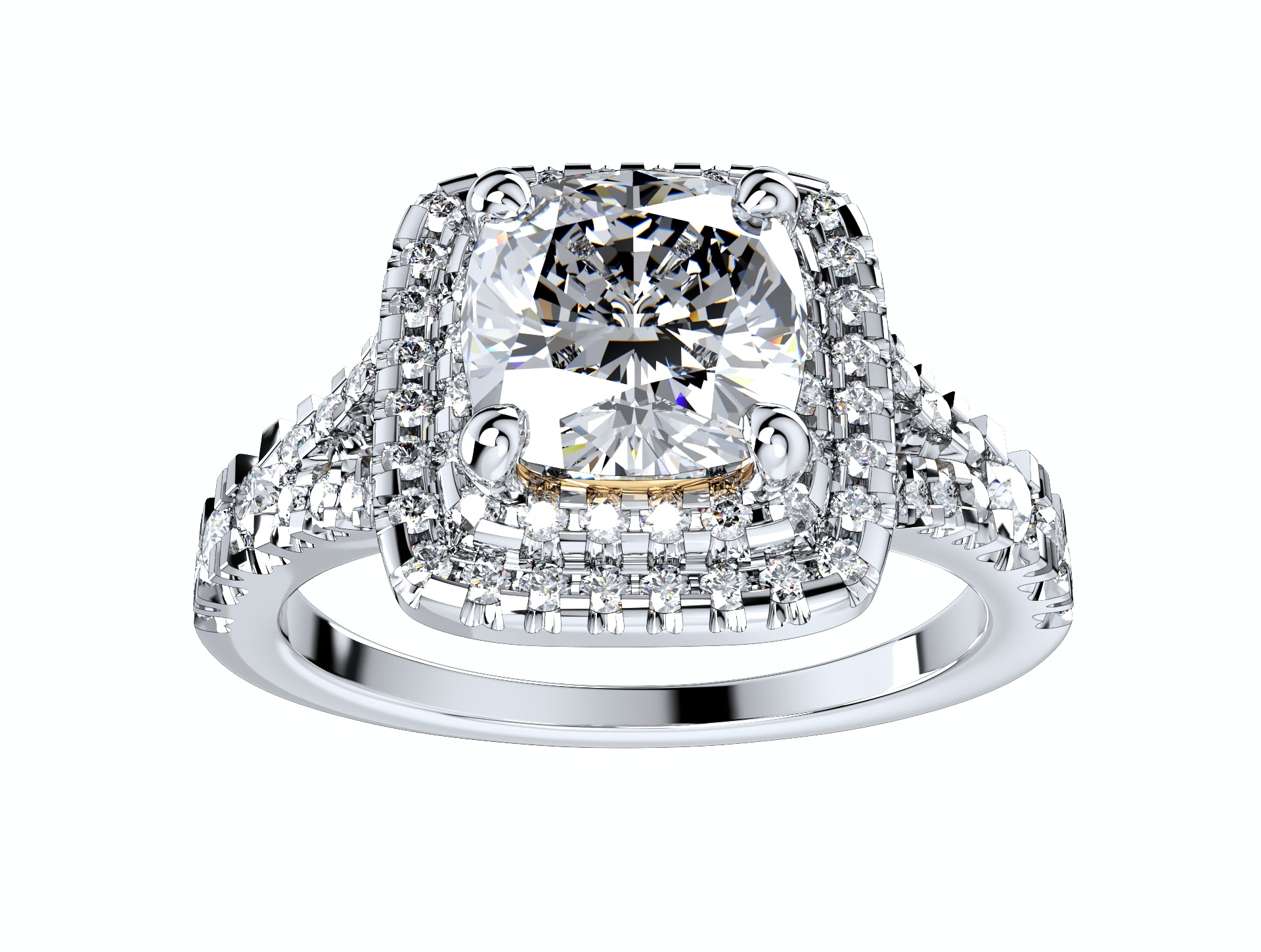Cushion Cut Halo Engagement Ring CAD Design-0001prs