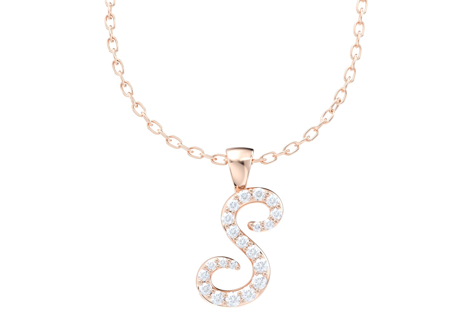 S Font Name Pendant With Diamond Setting-JDSS-SETTED 3D Print Model