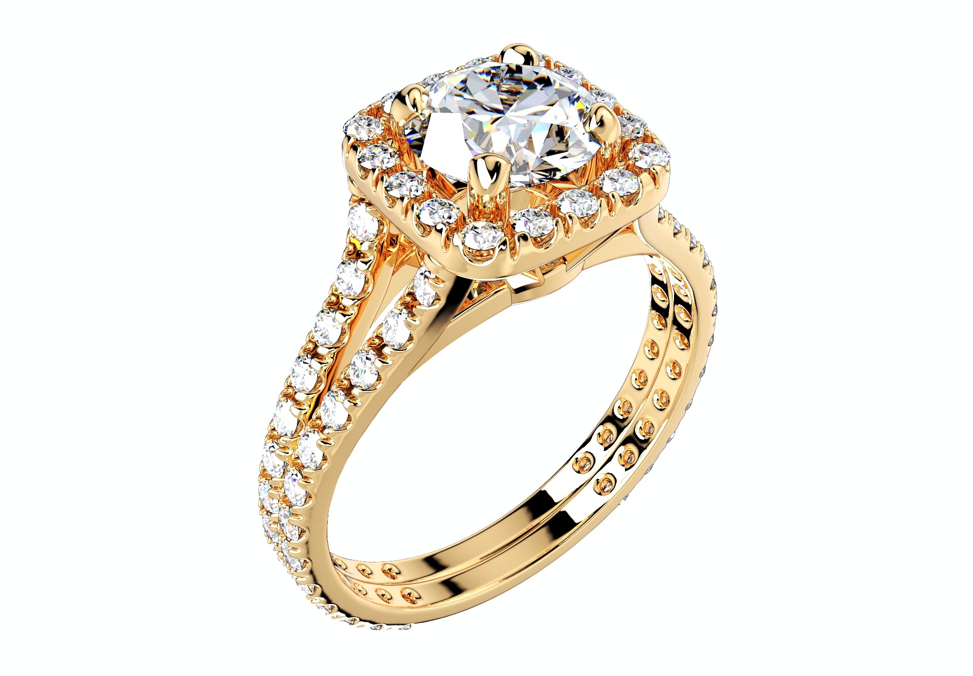 Diamond Round Halo Engagement Ring 3D CAD Design 3D Print Model-O-1-102