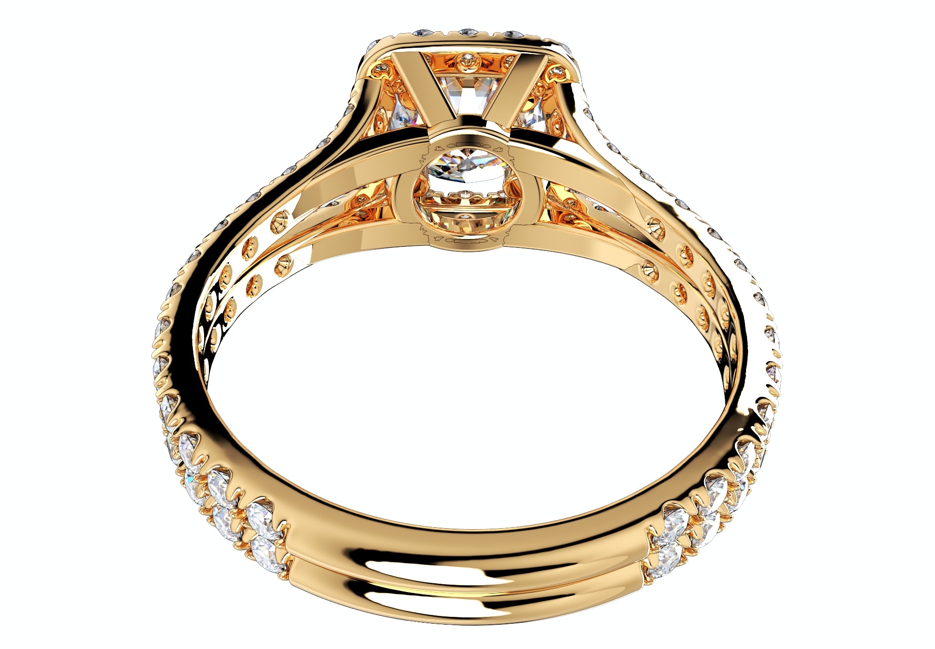 Diamond Round Halo Engagement Ring 3D CAD Design 3D Print Model-O-1-102