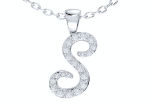 S Font Name Pendant With Diamond Setting-JDSS-SETTED 3D Print Model