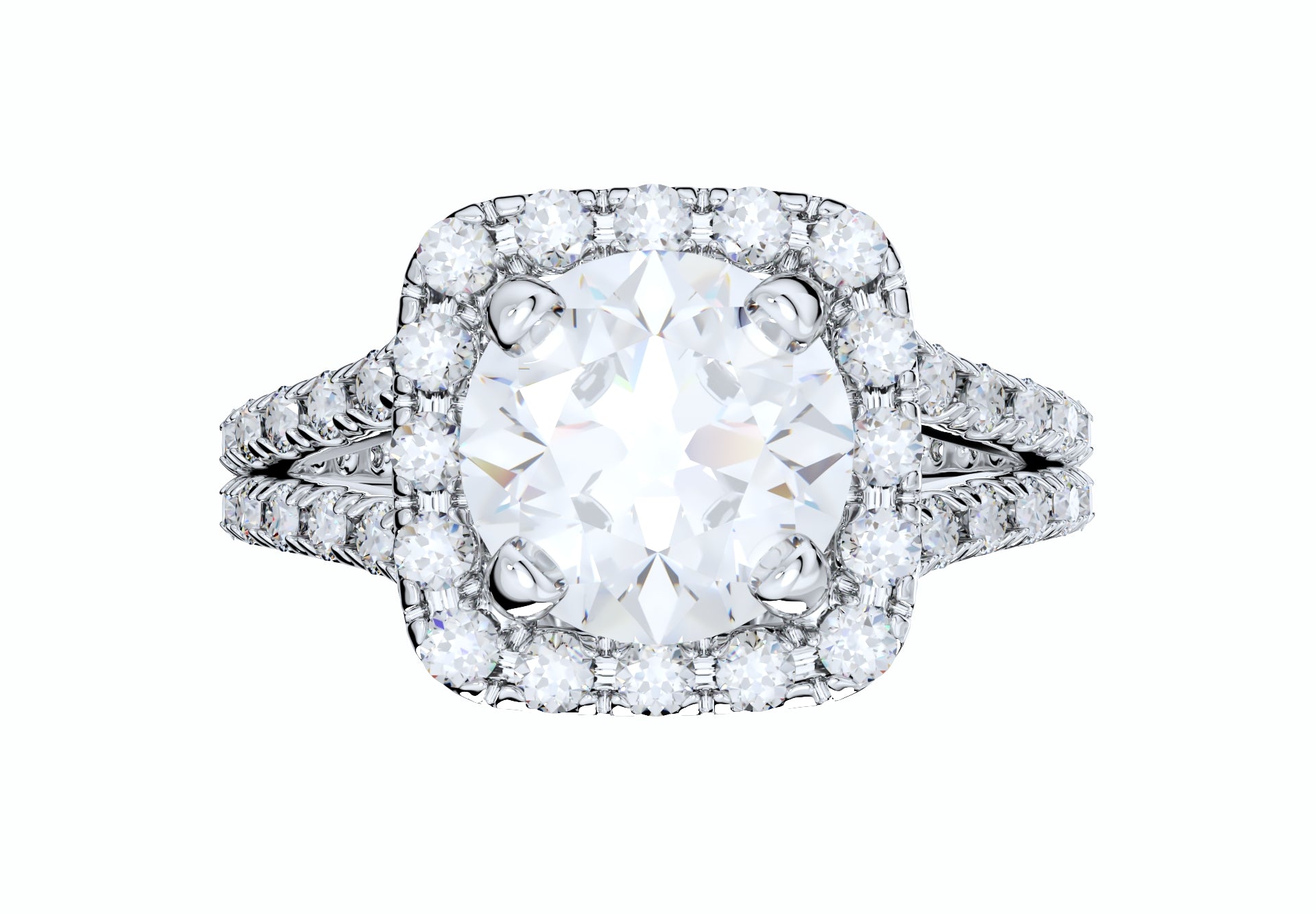 Diamond Round Halo Engagement Ring 3D CAD Design 3D Print Model-O-1-102