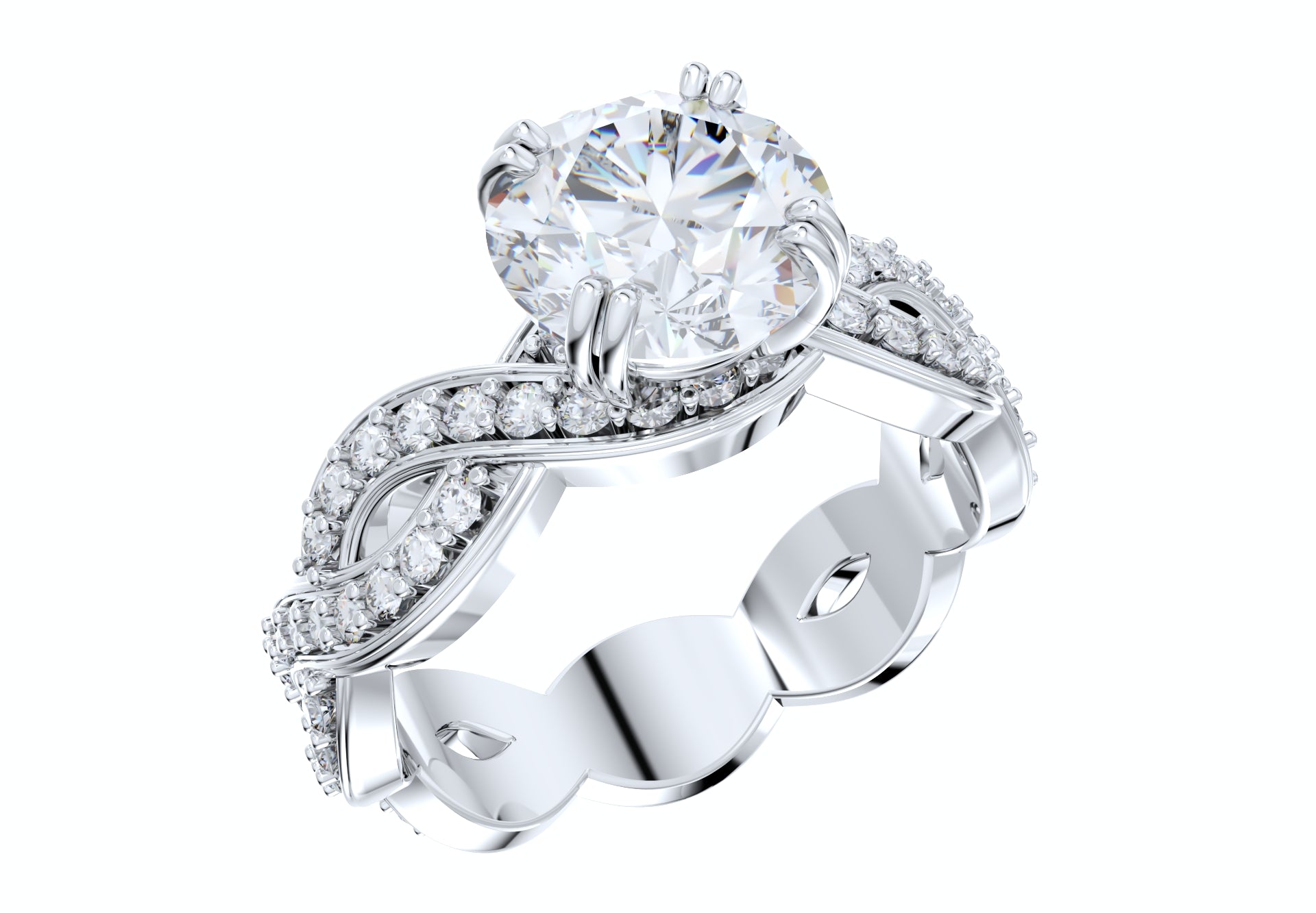 Twisted Engagement Ring Center Diamond 1.00 Carats- LJP02