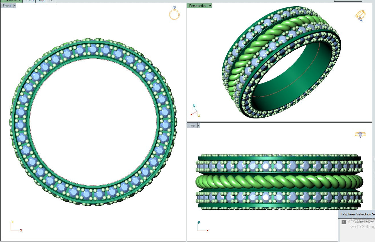 Wedding Set Ring Women Men Ring CAD Design-PSJM001V14 3D print model