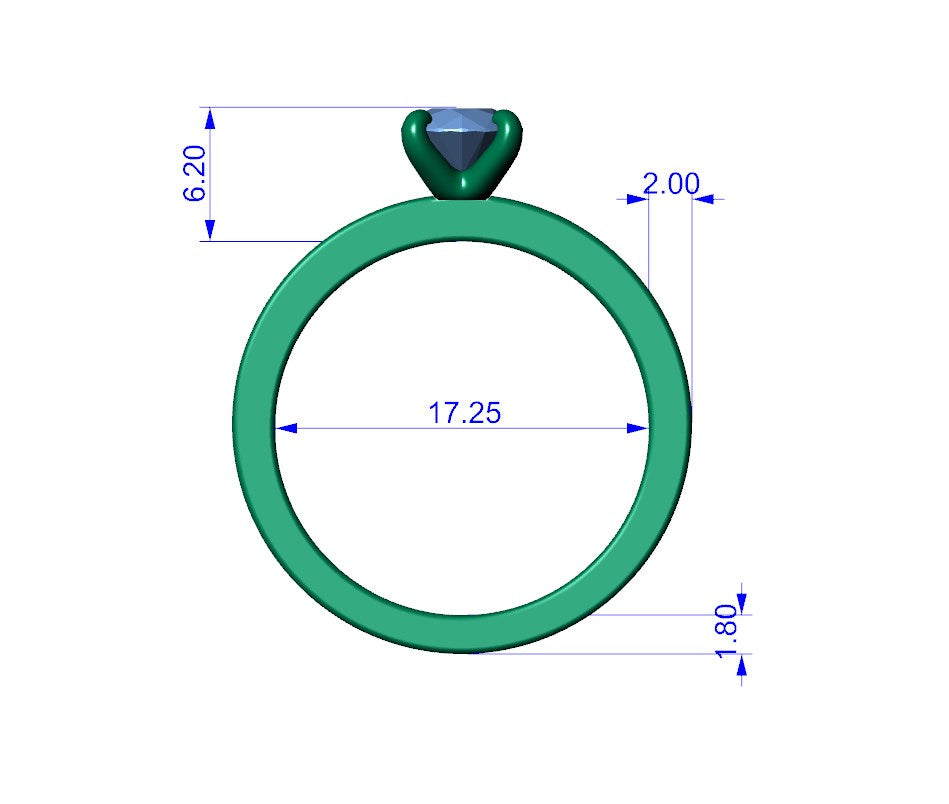 Women Engagement Ring Solitaire Ring CAD Design-PSTR03 3D print model