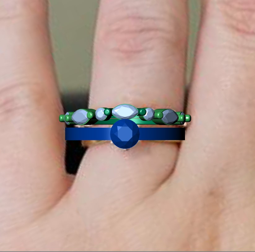 Wedding Set Ring CAD Design-PSTR02 3D Print Model