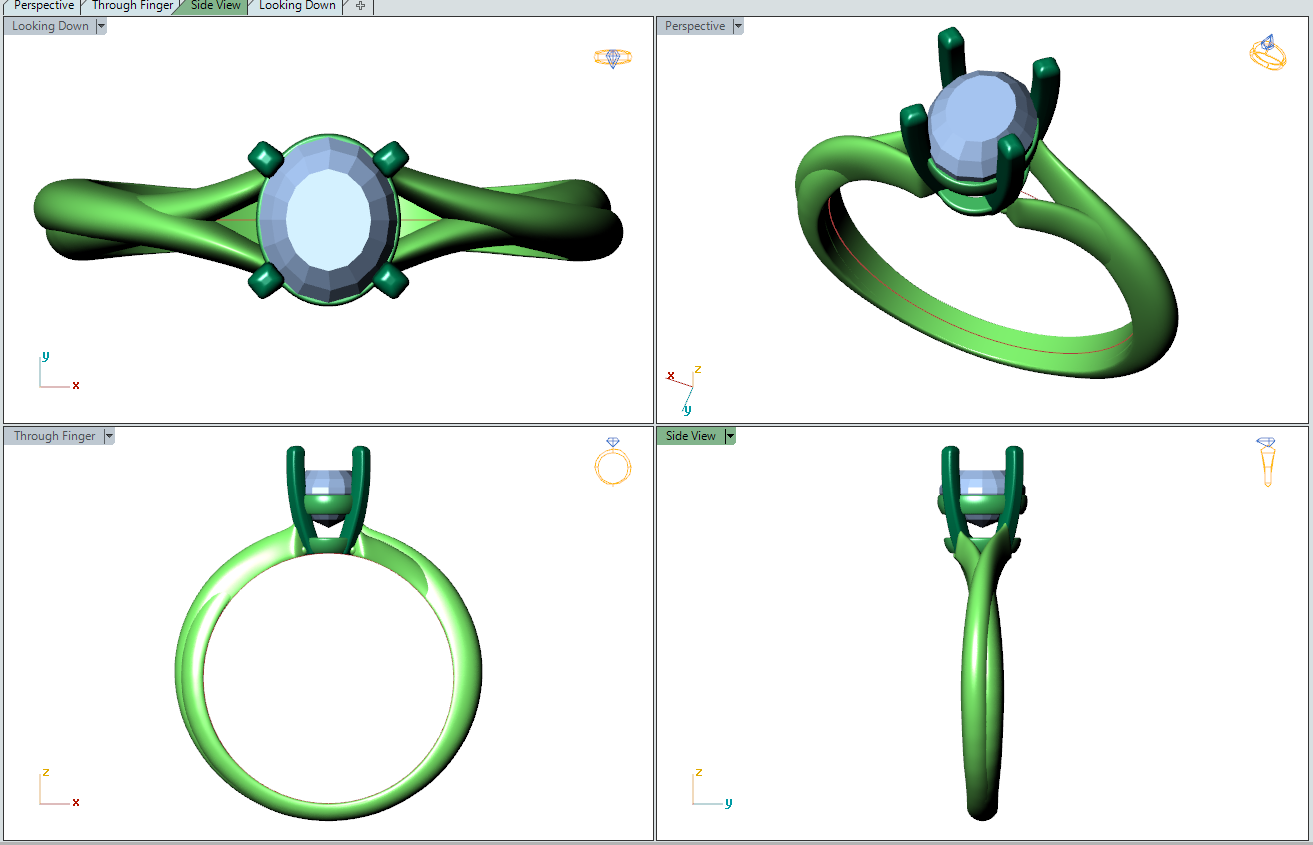 Twisted Oval Gemstone Engagement Ring 3D CAD Design-O11031OV 3D print model