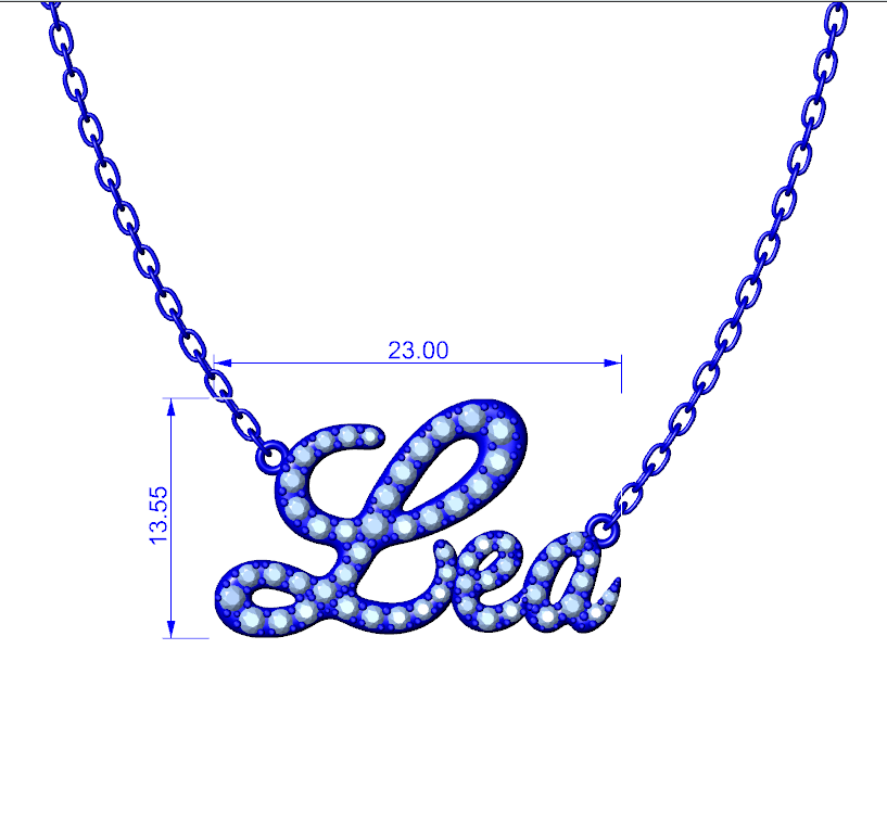 Jewelry 3D Necklace Pendant Lea Font-NPFN0002 3D Print Model