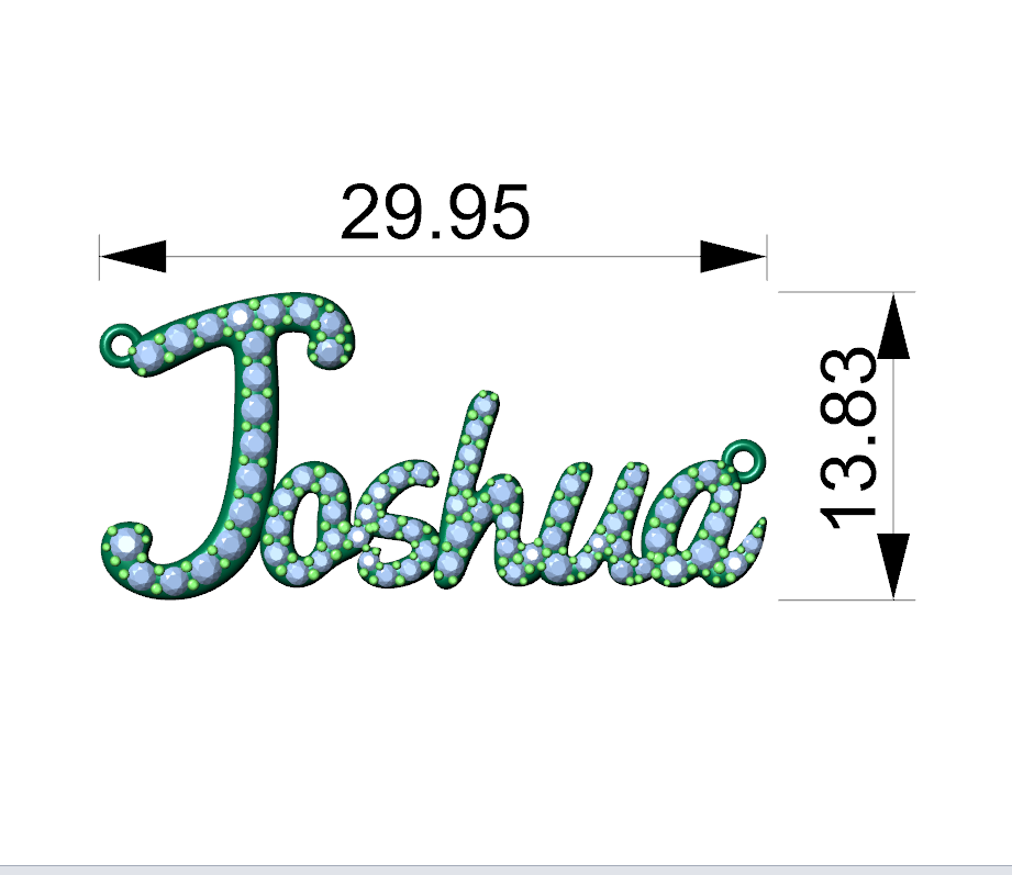 Joshua Diamond Set Version Jewelry Font Necklace Pendant Design- JDS-A 3D Print Model