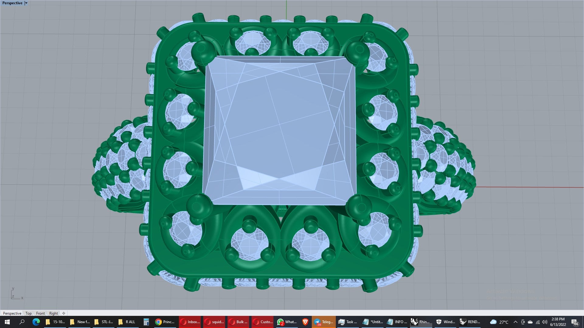 Princess Cut Diamond Halo Engagement Ring CAD-RPSV002 3D print model