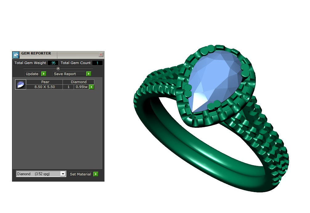 Pear Shape Diamond Engagement Ring -CRL001
