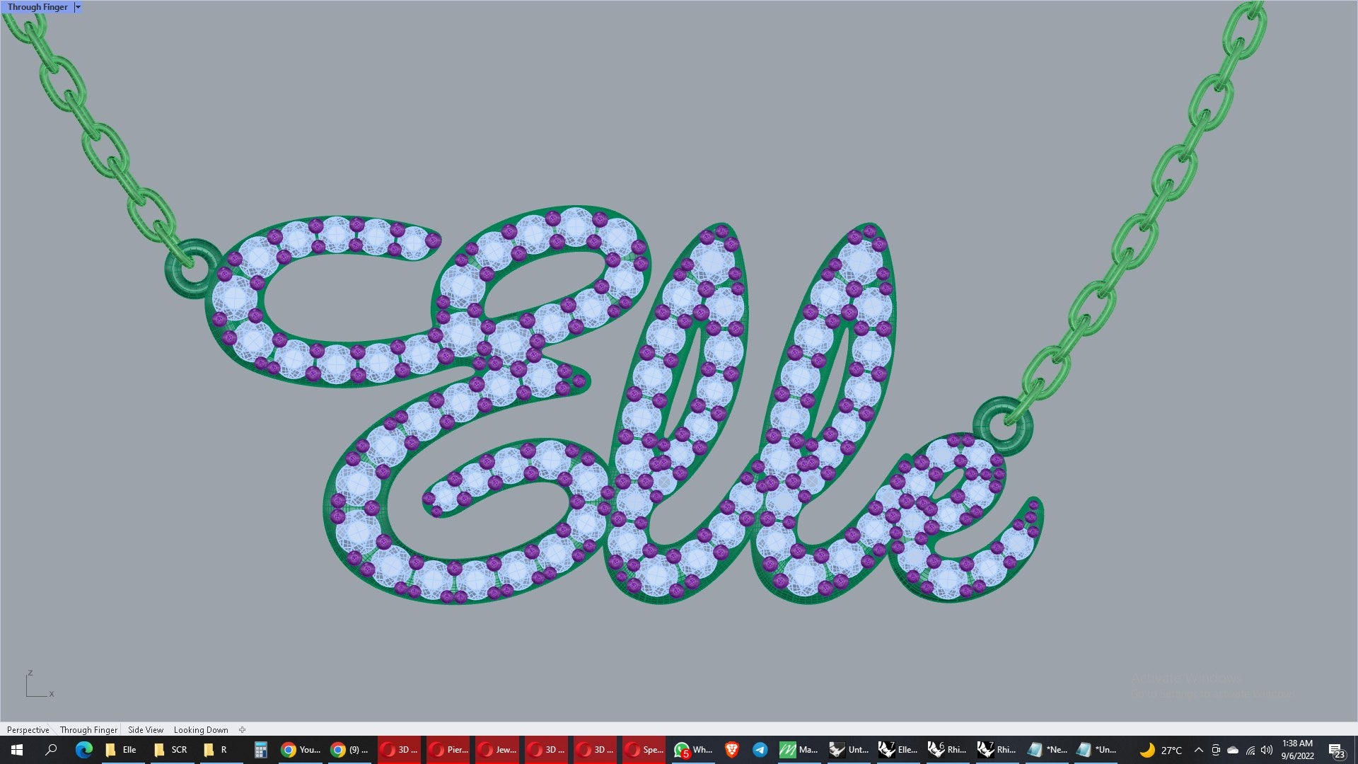 Elle Diamond Set Version Jewelry Font Necklace Pendant Design- EDS-A 3D Print Model