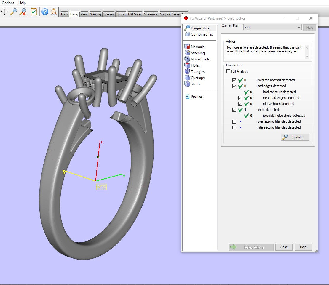 Princess Side Round Diamonds Trilogy Ring Taper Shank-TPSRD-TP 3D Print Model