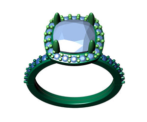 Cushion Cut Diamond Halo Engagement Ring-JCNP-01 3D MODEL