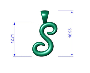 S Font Name Pendant With Shiny Surface-JDSS-SHINY 3D Print Model