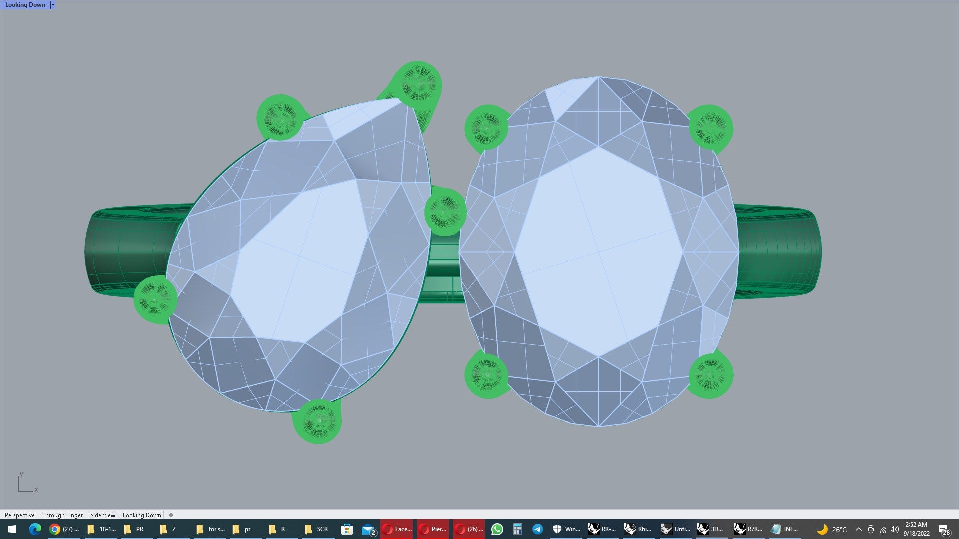 Cocktail Ring Design Sapphire Oval - Pear Ruby Gesmtone-JCNP-03 3D PRINT MODEL DOWNLOADABLE